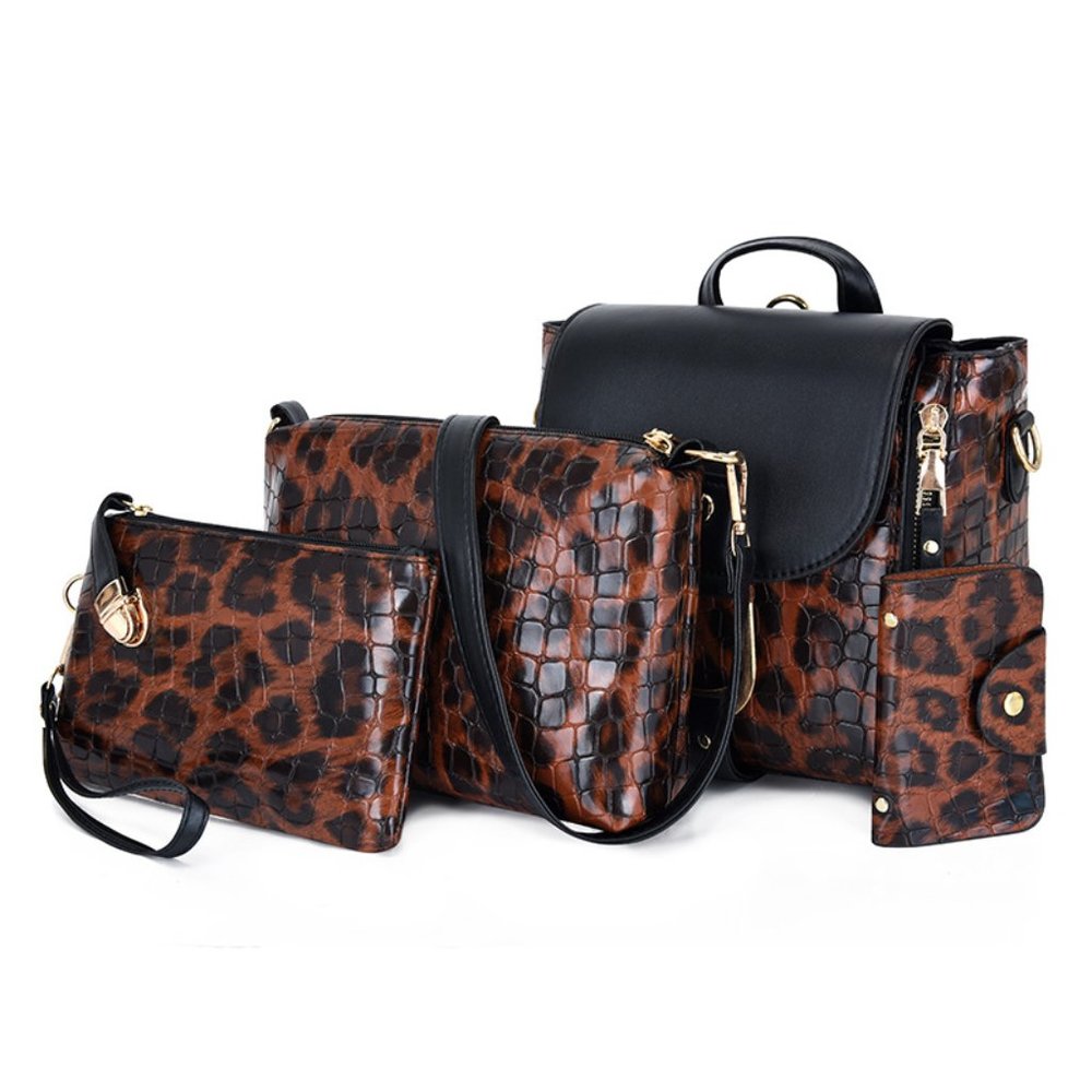 Black and Brown PVC Croc Style Fashion Bag Clutch with BONUS wristlet